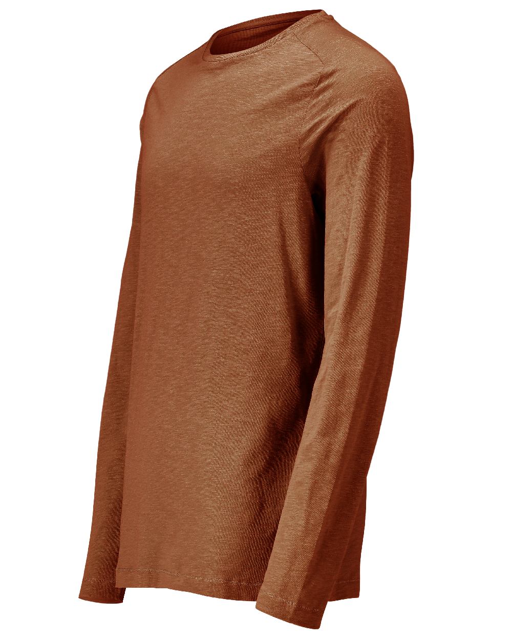 Nut Brown Coloured Mascot Workwear Mens Customized Premium Long Sleeved T-Shirt on white background 