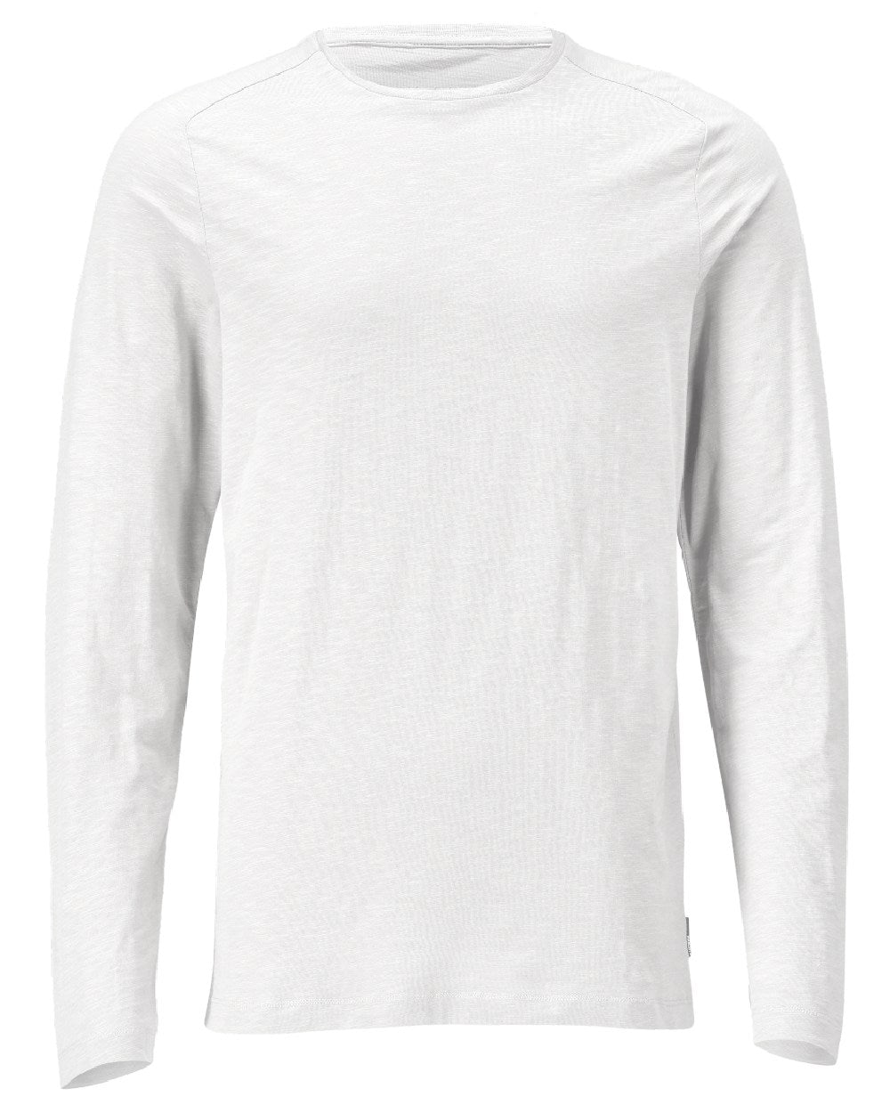 White Coloured Mascot Workwear Mens Customized Premium Long Sleeved T-Shirt on white background 
