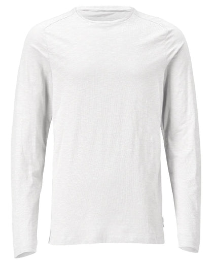 White Coloured Mascot Workwear Mens Customized Premium Long Sleeved T-Shirt on white background 