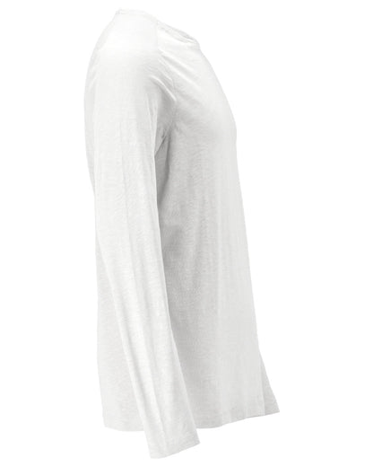 White Coloured Mascot Workwear Mens Customized Premium Long Sleeved T-Shirt on white background 