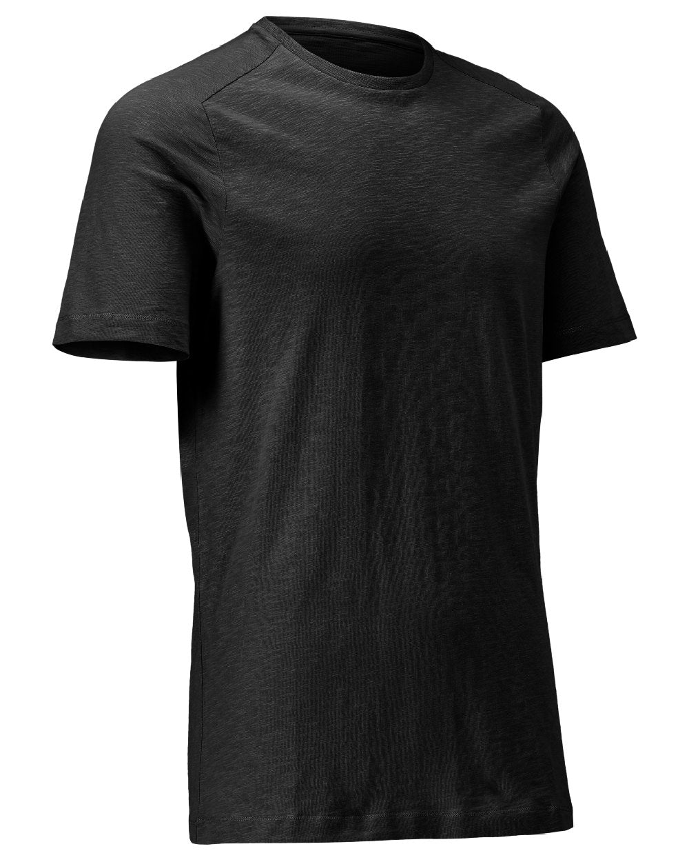 Black Coloured Mascot Workwear Mens Customized Premium Short Sleeve T-Shirt on white background 