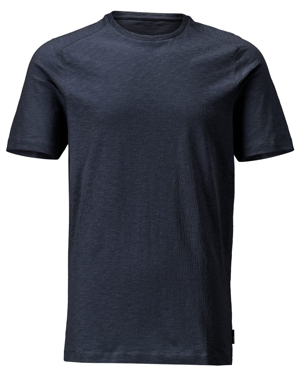Dark Navy Coloured Mascot Workwear Mens Customized Premium Short Sleeve T-Shirt on white background 