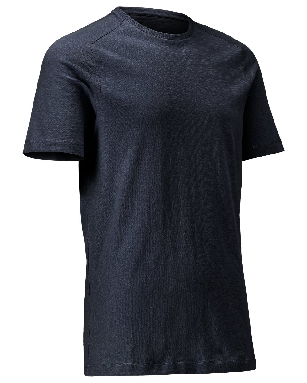 Dark Navy Coloured Mascot Workwear Mens Customized Premium Short Sleeve T-Shirt on white background 