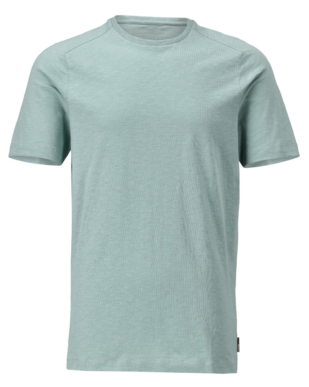 Dusty Green Coloured Mascot Workwear Mens Customized Premium Short Sleeve T-Shirt on white background 