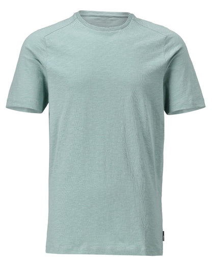 Dusty Green Coloured Mascot Workwear Mens Customized Premium Short Sleeve T-Shirt on white background 