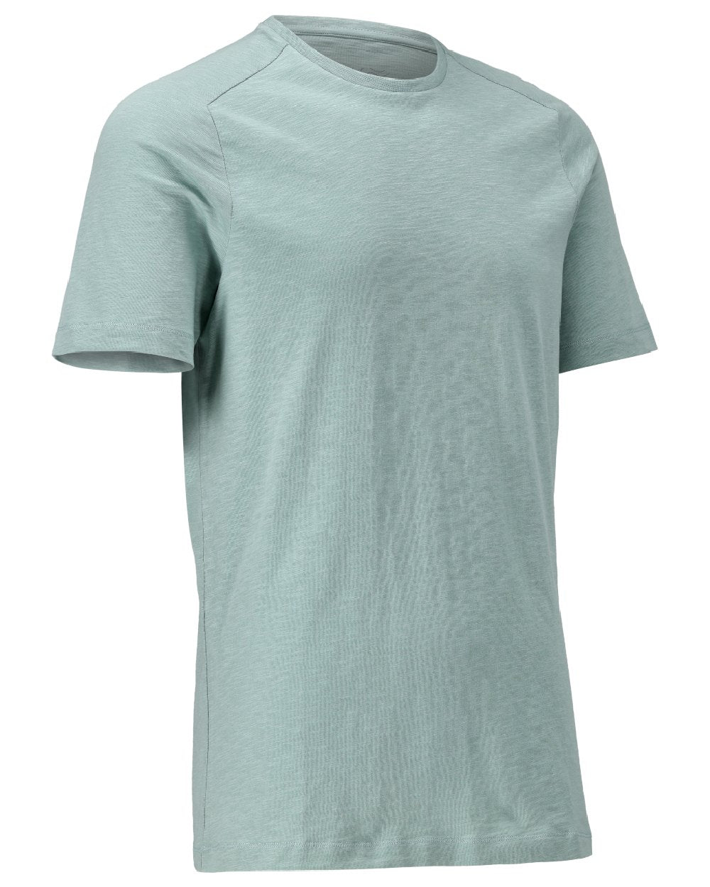 Dusty Green Coloured Mascot Workwear Mens Customized Premium Short Sleeve T-Shirt on white background 