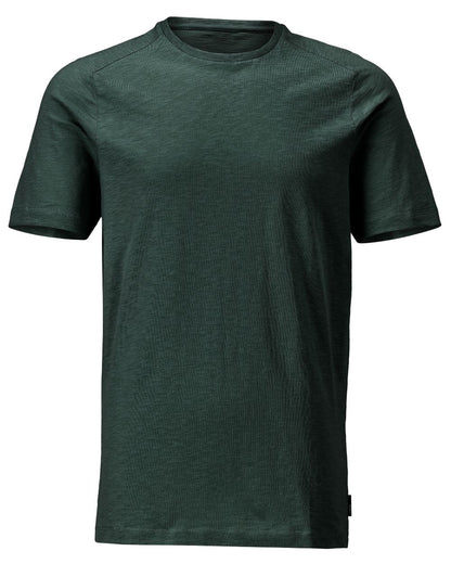 Forest Green Coloured Mascot Workwear Mens Customized Premium Short Sleeve T-Shirt on white background 