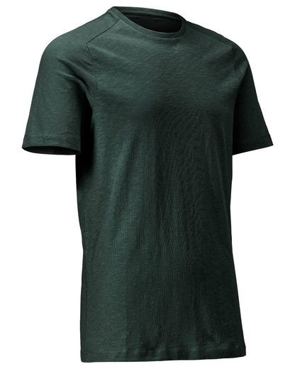 Forest Green Coloured Mascot Workwear Mens Customized Premium Short Sleeve T-Shirt on white background 