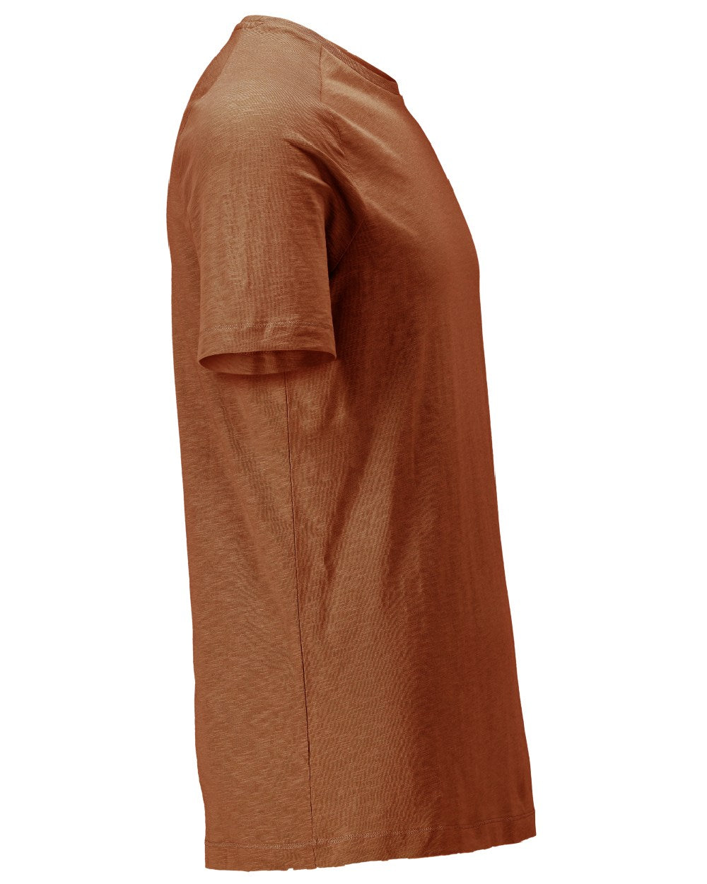 Nut Brown Coloured Mascot Workwear Mens Customized Premium Short Sleeve T-Shirt on white background 