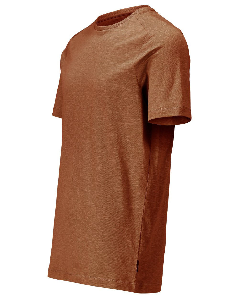 Nut Brown Coloured Mascot Workwear Mens Customized Premium Short Sleeve T-Shirt on white background 