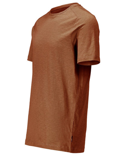 Nut Brown Coloured Mascot Workwear Mens Customized Premium Short Sleeve T-Shirt on white background 