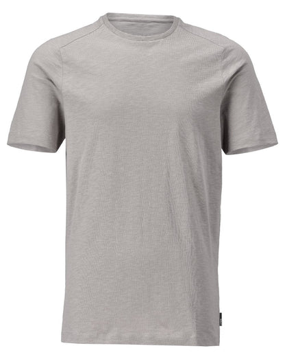 Silver Grey Coloured Mascot Workwear Mens Customized Premium Short Sleeve T-Shirt on white background 
