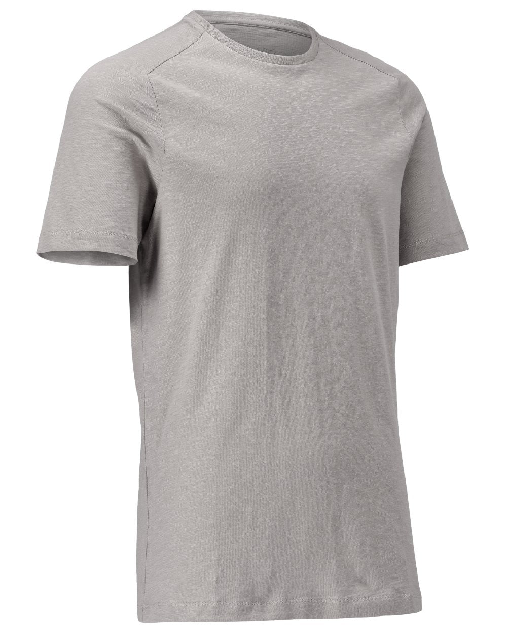 Silver Grey Coloured Mascot Workwear Mens Customized Premium Short Sleeve T-Shirt on white background 