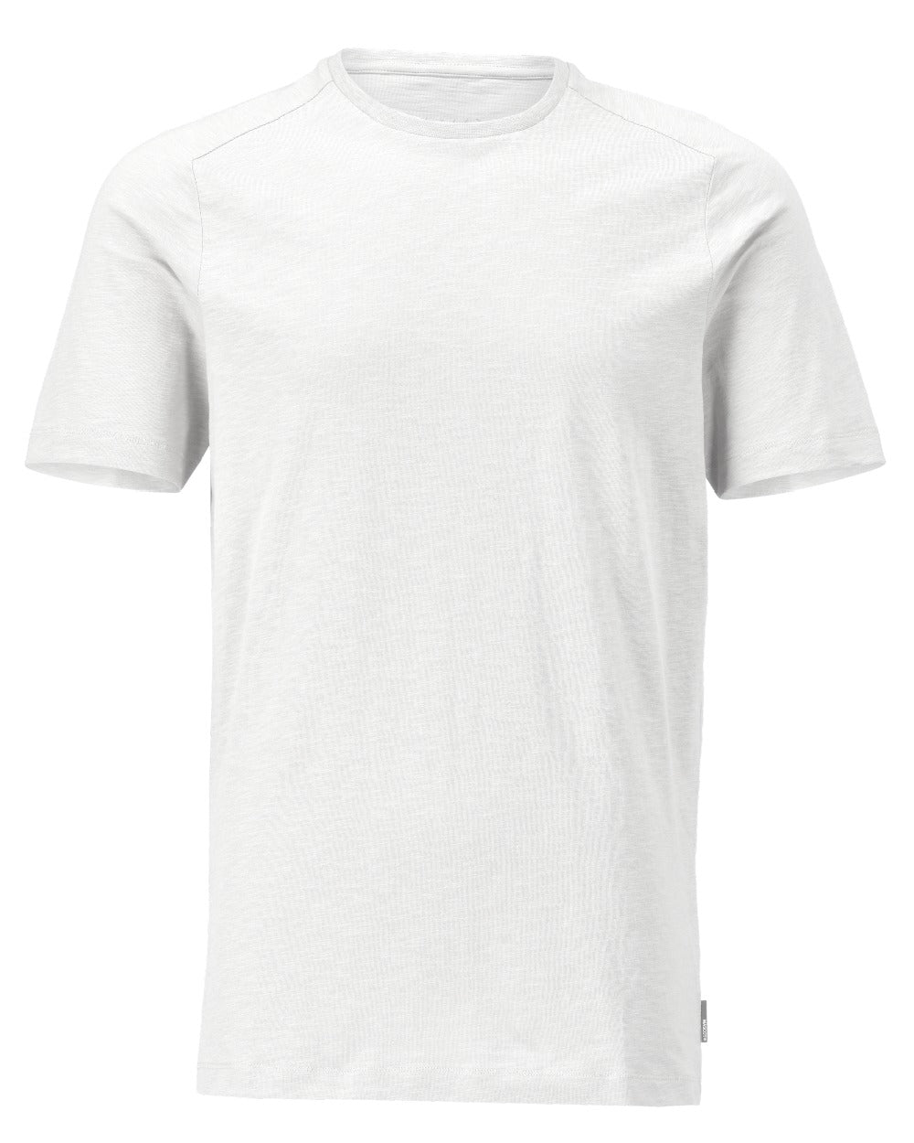 White Coloured Mascot Workwear Mens Customized Premium Short Sleeve T-Shirt on white background 