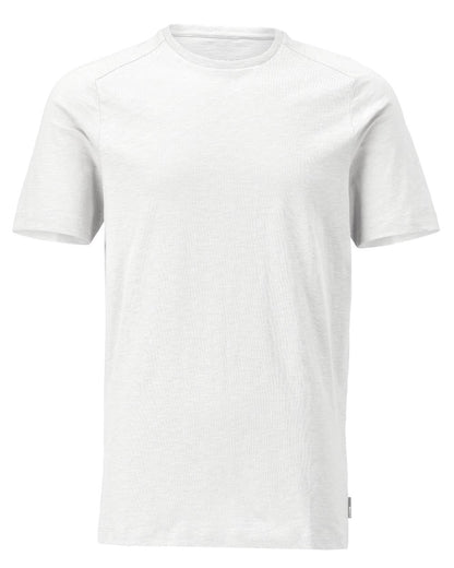 White Coloured Mascot Workwear Mens Customized Premium Short Sleeve T-Shirt on white background 