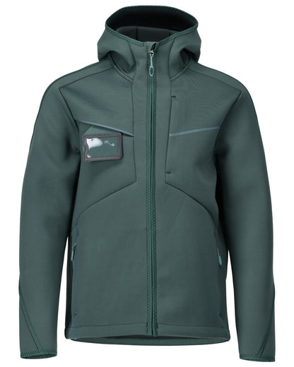 Forest Green Coloured Mascot Workwear Mens Customized Reflective Softshell Jacket With Hood on white background 