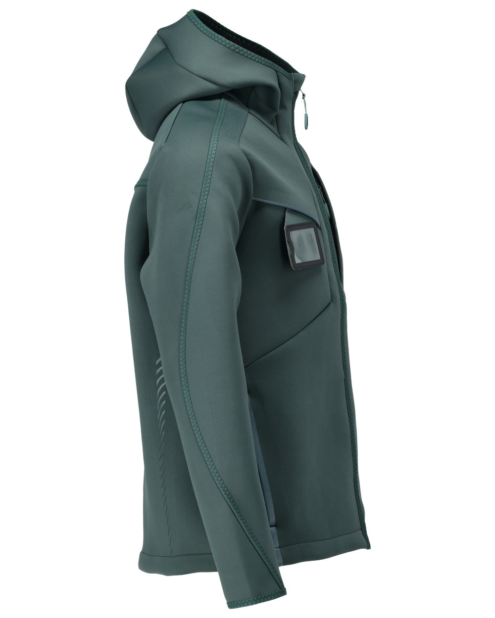 Forest Green Coloured Mascot Workwear Mens Customized Reflective Softshell Jacket With Hood on white background 