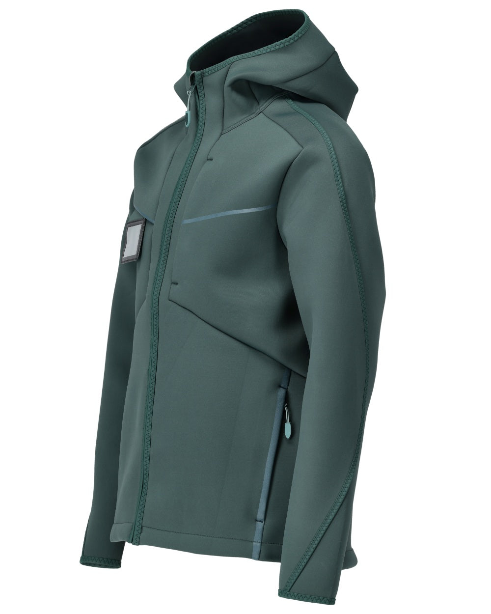 Forest Green Coloured Mascot Workwear Mens Customized Reflective Softshell Jacket With Hood on white background 