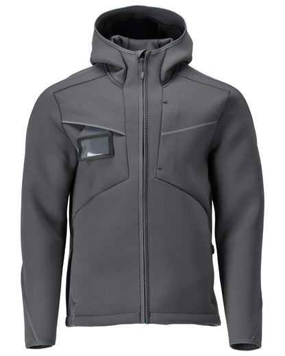 Stone Grey Coloured Mascot Workwear Mens Customized Reflective Softshell Jacket With Hood on white background 