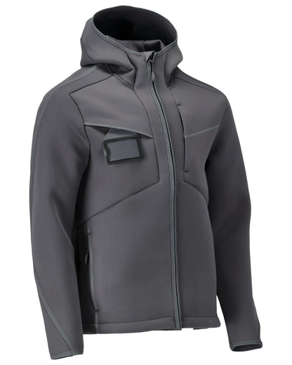 Stone Grey Coloured Mascot Workwear Mens Customized Reflective Softshell Jacket With Hood on white background 