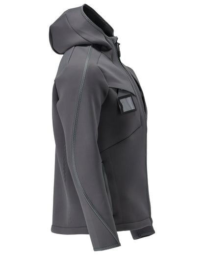 Stone Grey Coloured Mascot Workwear Mens Customized Reflective Softshell Jacket With Hood on white background 