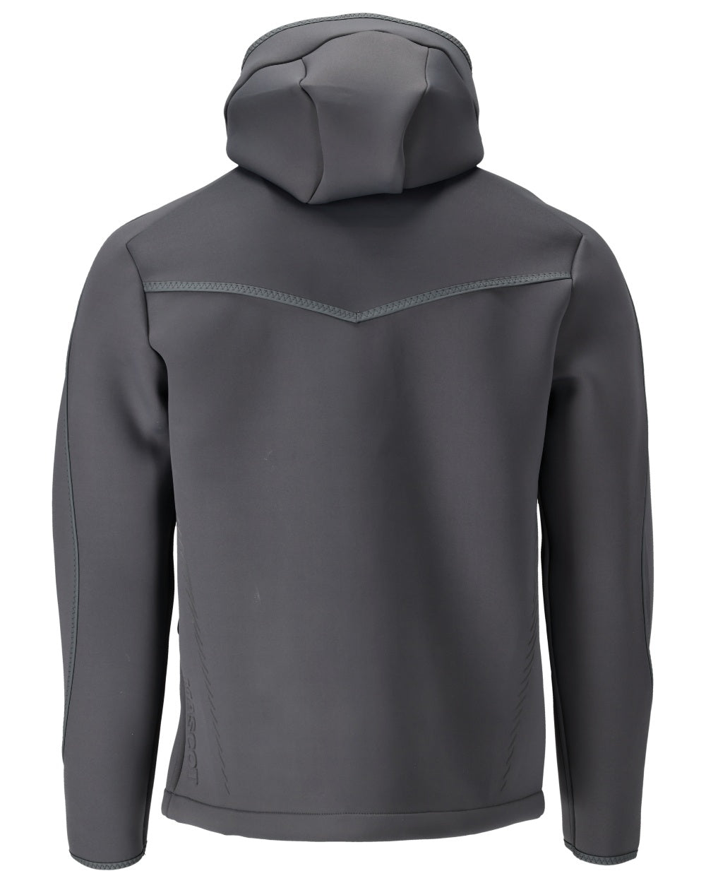 Stone Grey Coloured Mascot Workwear Mens Customized Reflective Softshell Jacket With Hood on white background 