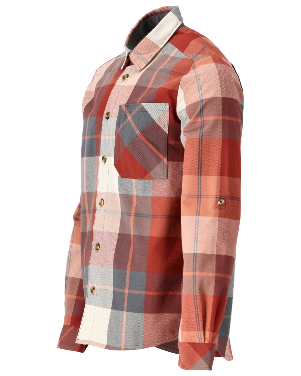 Autumn Red Checked Coloured Mascot Workwear Mens Customized Shirt on white background 