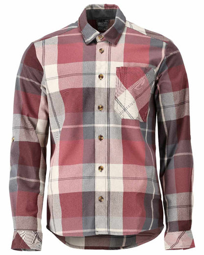 Bordeaux Checked Checked Coloured Mascot Workwear Mens Customized Shirt on white background 