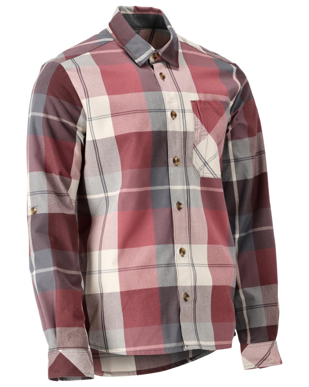 Bordeaux Checked Checked Coloured Mascot Workwear Mens Customized Shirt on white background 