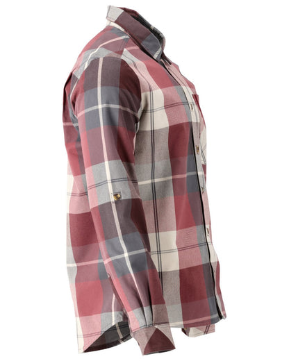 Bordeaux Checked Checked Coloured Mascot Workwear Mens Customized Shirt on white background 