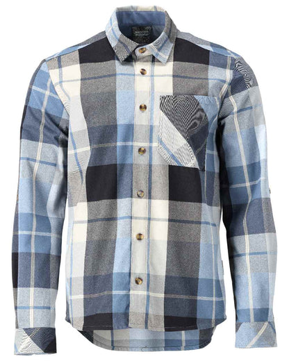 Dark Navy Checked Coloured Mascot Workwear Mens Customized Shirt on white background 