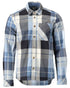 Dark Navy Checked Coloured Mascot Workwear Mens Customized Shirt on white background 