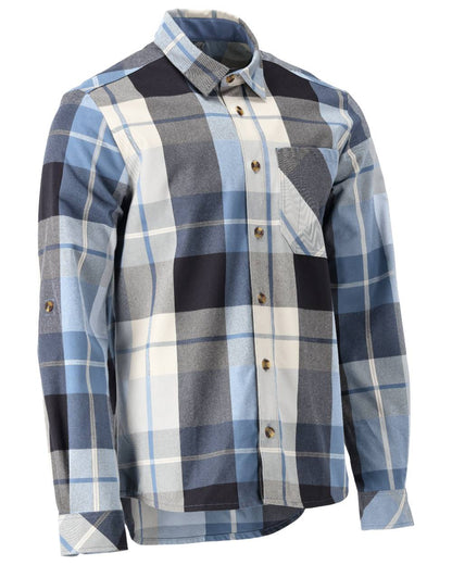 Dark Navy Checked Coloured Mascot Workwear Mens Customized Shirt on white background 