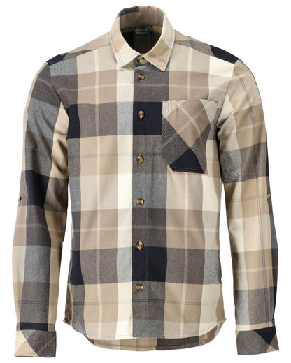Dark Sand Checked Coloured Mascot Workwear Mens Customized Shirt on white background 