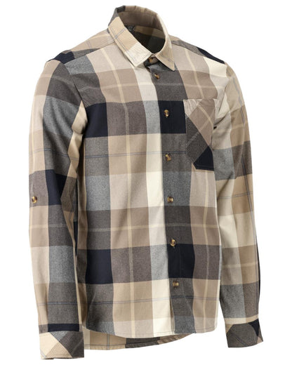 Dark Sand Checked Coloured Mascot Workwear Mens Customized Shirt on white background 