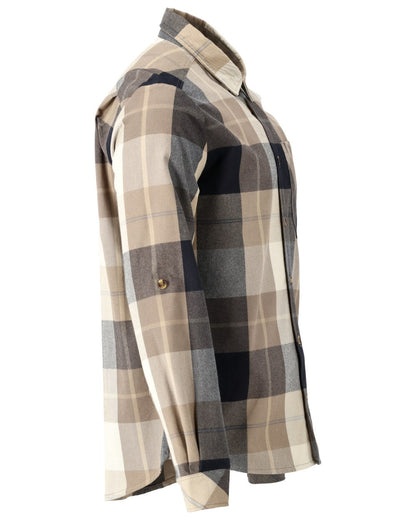 Dark Sand Checked Coloured Mascot Workwear Mens Customized Shirt on white background 
