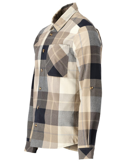 Dark Sand Checked Coloured Mascot Workwear Mens Customized Shirt on white background 