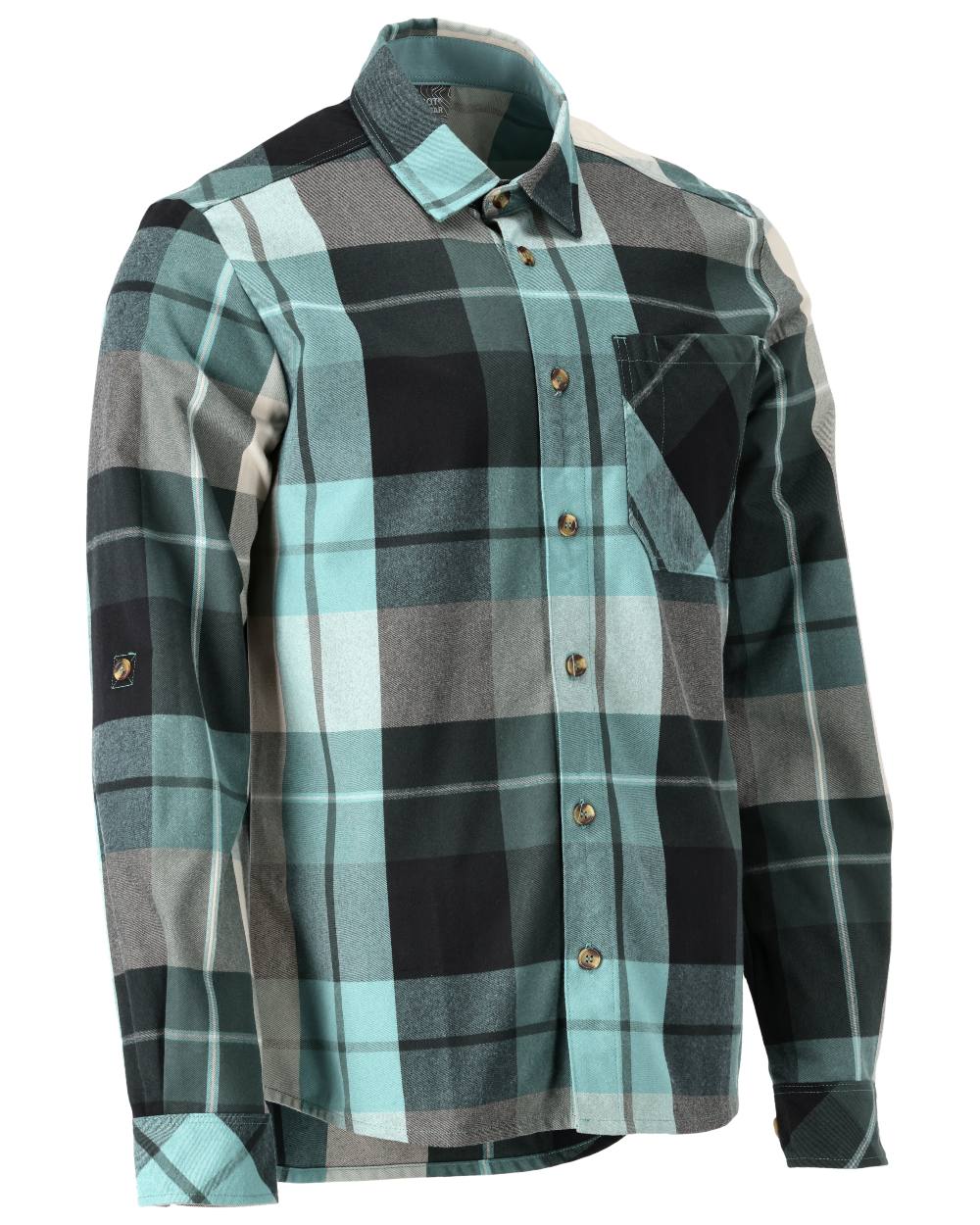 Forest Green Checked Coloured Mascot Workwear Mens Customized Shirt on white background 