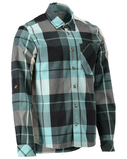 Forest Green Checked Coloured Mascot Workwear Mens Customized Shirt on white background 