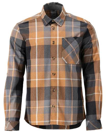 Nut Brown Checked Coloured Mascot Workwear Mens Customized Shirt on white background 
