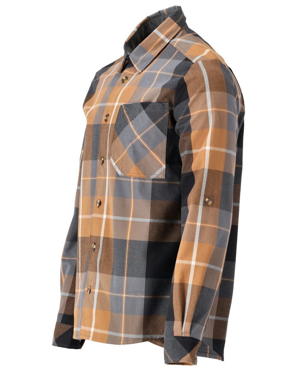 Nut Brown Checked Coloured Mascot Workwear Mens Customized Shirt on white background 