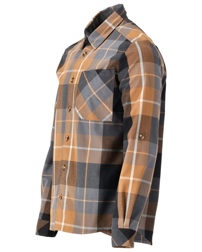 Nut Brown Checked Coloured Mascot Workwear Mens Customized Shirt on white background 
