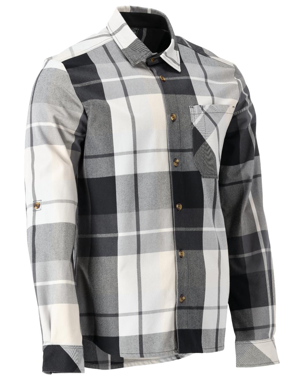 Stone Grey Checked Coloured Mascot Workwear Mens Customized Shirt on white background 