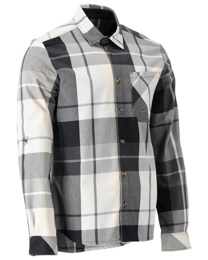 Stone Grey Checked Coloured Mascot Workwear Mens Customized Shirt on white background 