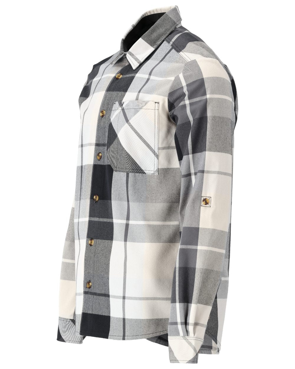 Stone Grey Checked Coloured Mascot Workwear Mens Customized Shirt on white background 