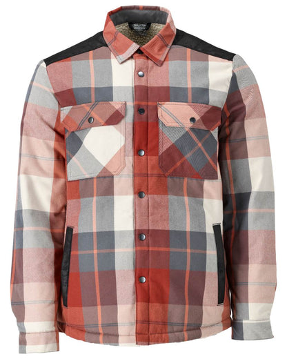 Autumn Red Checked Coloured Mascot Workwear Mens Customized Shirt With Pile Lining on white background 