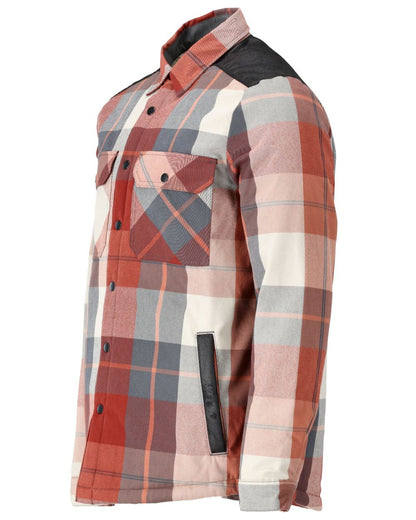 Autumn Red Checked Coloured Mascot Workwear Mens Customized Shirt With Pile Lining on white background 