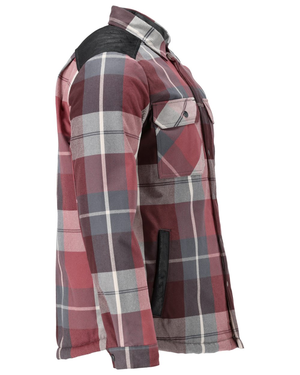 Bordeaux Checked Coloured Mascot Workwear Mens Customized Shirt With Pile Lining on white background 