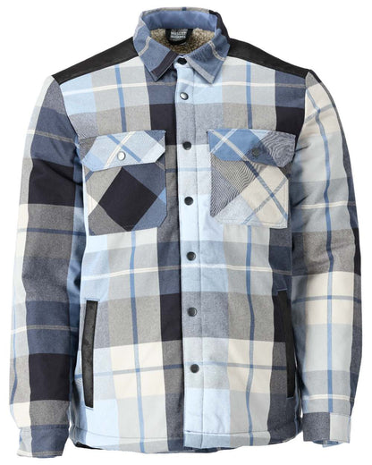 Dark Navy Checked Coloured Mascot Workwear Mens Customized Shirt With Pile Lining on white background 