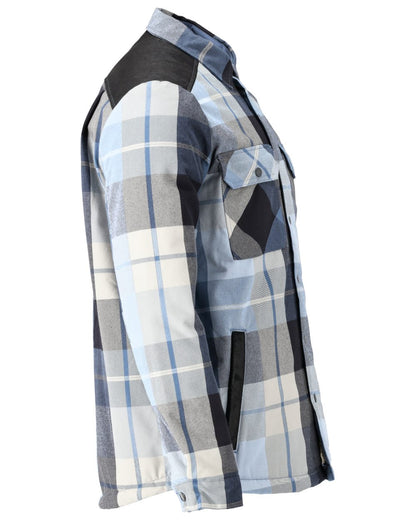 Dark Navy Checked Coloured Mascot Workwear Mens Customized Shirt With Pile Lining on white background 